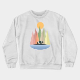 Bear in Nature Landscape Collage Crewneck Sweatshirt